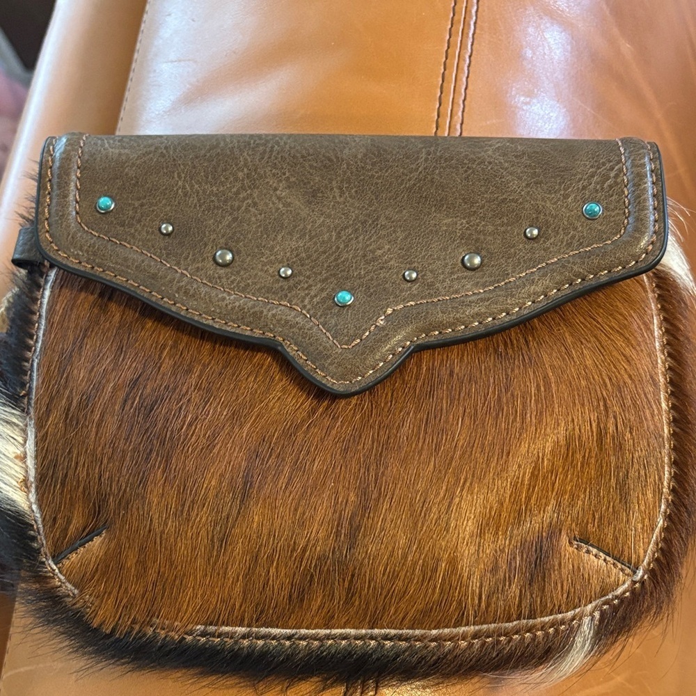Tony Lama Brown Leather and cowhair wristlet Bag - Picture 8 of 8